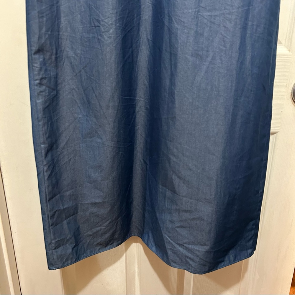 Loretta Caponi Elegant Blue Maxi Dress MockNeck Ruffle Designer Quiet Luxury Med - Picture 12 of 14